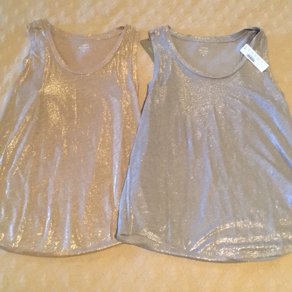 J. Crew Tops - NWT J. Crew Medium Linen Gold and Silver Tanks